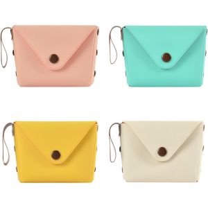 CAUC-Petit Porte-Monnaie Cuir Femme, 4 Pcs Mini Porte Monnaie Cuir, Porte-Pi&egrave;ce Simili Cuir Bouton Magn&eacute;tique, Mini Coin Purse Wallet pour Rouge &agrave; L&egrave;vres, Coin,Carte de Cr&eacute;dit, Cl&eacute;s - Neuf