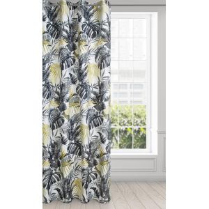Chenquansarl-Nelly Rideau Occultant Satiné Mat Avec ?illets - Motif Floral - Isolation Phonique - Pour Salon, Chambre À Coucher - 140 X 250 Cm - Blanc Et Gris - Neuf