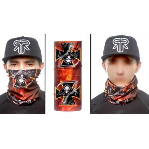 Masque Tour De Cou Cagoule Bandeau Multifonction Respirant Anti-Transpirant Biker Faucheuse T&ecirc;te De Mort Croix De Fer Malte Guerre West Coast - Neuf