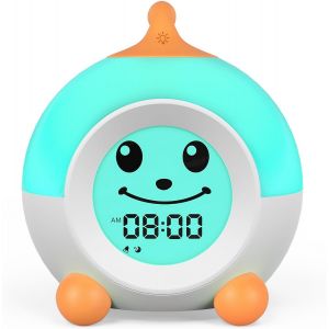 R&eacute;veil &eacute;ducatif pour enfants avec emojis, 7 couleurs veilleuse et minuteur de sommeil - Neuf