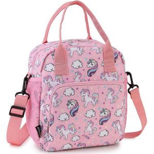 TZF-Sac Isotherme Fille,Mignon Lunch Box Enfant Boite A Gouter Filles Sac À Déjeuner Sac À Lunch Bags Box Avec Bandoulière Amovible Pour Pique Nique École Licorne - Neuf