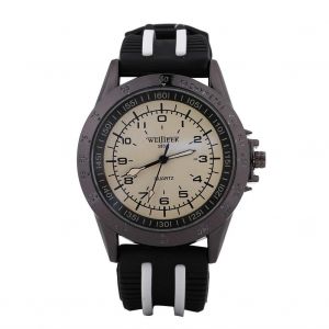 Sport Quartz Silicone Sport Grand Cadran Montre Analogique Montre-Bracelet (Cadran Blanc Noir,Bracelet Blanc) - Neuf