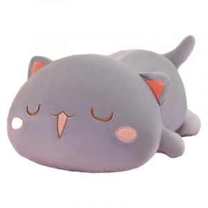 Oreiller de couchage en peluche super doux en forme de chat pêche pour l'anniversaire des filles-D - Neuf