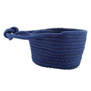 Hjlian Panier De Rangement Ovale En Corde De Coton A Suspendre Sur Une Porte Ou Une Fenetre (Bleu Fonce) - Neuf