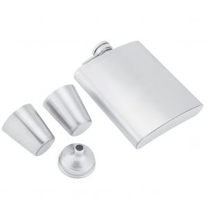 Hjlian 1 Flasque En Acier Inoxydable, 2 Bouteilles De Poche Pour Vin Et Whisky, 1 Entonnoir, Coffret Cadeau - Neuf