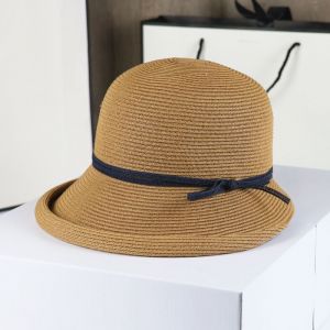 (Kaki) 1 Chapeau De Soleil À Large Bord Pour Femme, Chapeau De Paille De Plage En Tweed Incurvé À Structure Élégante, Chapeau De Soleil De Style Hepburn Pour Femme Upf50+ - Neuf