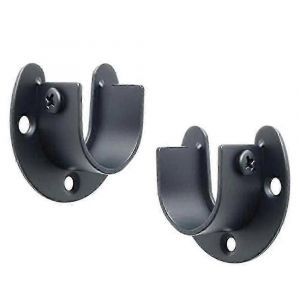 -Support de tige en forme de U Porte-tringle de placard en acier inoxydable Support de tringle de rideau de douche 200kg support deux pi&egrave;ces noir - Neuf