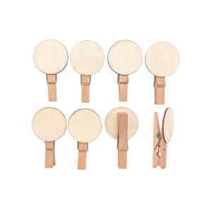 Pinces Motif Rond En Bois 3 X 5 Cm 8 Pi&egrave;ces - Neuf