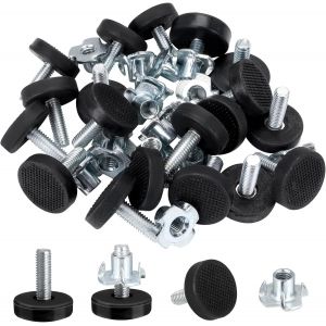 Lot De 16 Pieds De Nivellement R&eacute;glables En Hauteur - Filetage M6 - Pour Meubles Robustes - Avec &Eacute;crous En T - Pour Table Et Chaise - Protection Du Sol - Neuf