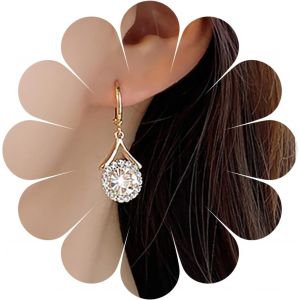 Kal-Boucles D'oreilles En Or Diamant Dangly Cristal Mariage Boucle D'oreille Strass Bride Strass Boucles D'oreilles Cz Diamant Boucles D'oreilles Bijoux Pour Femmes Et Filles, Zircone Cubique - Neuf