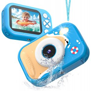Appareil Photo Enfant Étanche, 48MP 1080P Appareil Photo Numérique Enfant, 32,8 Pieds Caméra sous-Marine avec Écran 2,4 Pouces, LED Flash, Carte TF 32 Go, Cadeau pour Filles Garçons 3-12 Ans, Bleu - Neuf