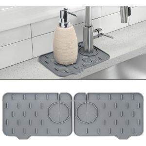 Mini Cr&eacute;dence D'&eacute;vier [Lot De 2] - Joint De Robinet En Silicone Avec Bonde - 210 X 145 X 5 Mm - Neuf