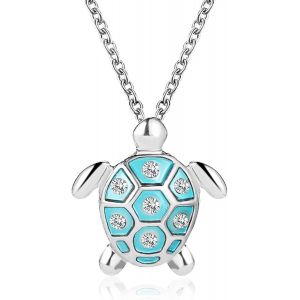 Collier Tortue Choker Collier Pendentif Tortue Argent Cha&icirc;ne Cristal Bleu Collier Tortue Charme Mignon Animal Cristal Bijoux Cadeau Pour Femmes Filles - Neuf