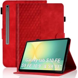 Coque Pour Samsung Galaxy Tab S9 (11 Pouce) Sm-X710/X716b/X718u Housse Cuir Pu Etui De Protection Flip Cover Case Avec Support Pochette Tablette Coque, Rouge - Neuf