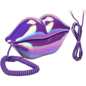 T&eacute;l&eacute;phone Fixe &Agrave; La Maison, Ligne Fixe Cr&eacute;ative Pour Bureau En Forme De L&egrave;vres Violettes, T&eacute;l&eacute;phones Filaires De Style Europ&eacute;en Plaqu&eacute;s,Nouveau T&eacute;l&eacute;phone Portable Avec Stockage De Num&eacute;ro Pour Le Bur - Neuf