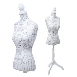 Mannequin de couture T220, torse de mannequin de vitrine f&eacute;minin, en mousseblanc avec croquis - Neuf