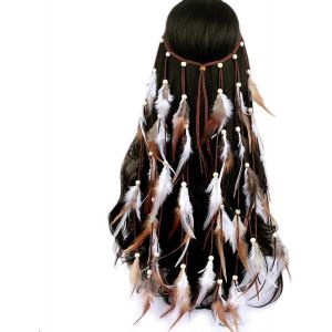 Kal-Bandeau En Plumes, Style Vintage, Hippie, Bandeau Indien, Bandeau Tribal De Style Américain Natif, Bijou Indien, Bandeau Bohémien - Neuf