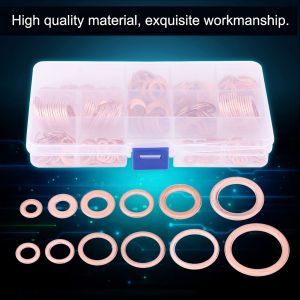 Kit de 280 rondelles plates en cuivre massif assorties, 12 tailles, avec boite de rangement - Neuf