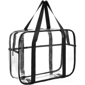 Dww-Grand Dégager Sac À Cosmétiques Transparent Trousses De Toilette Pvc Épais Sac Transparent Zippé Sac À Langer Sac De Plage (Noir) - Neuf
