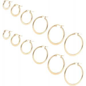Kal-Huggie Boucles D'oreilles Créoles Dorées Boucles D'oreilles Créoles Acier Inoxydable Broche Boucles D'oreilles Ensemble - Neuf