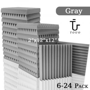 ORE-TOUO 6-24 Pack Studio mousse acoustique Studio de musique feuille insonorisée mousse insonorisante KTV salle Isolation porte panneau mural-6 Pcs With Tapes-Gray - Neuf