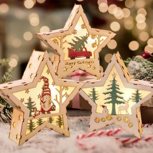 3 Pcs Étoile Lumineuse De Noël, Étoile De Noël Led, Étoile De Noël À Éclairage Led, Étoile De Noël En Bois, Étoile Lumineuse Comme Décoration, Fournitures Fête À La Maison Bricolage Pour Noël - Neuf