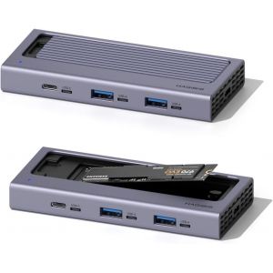 Hub Usb C Avec Bo&icirc;tier Ssd M.2,Couvercle Magn&eacute;tique,Facile &Agrave; D&eacute;monter Avec Usb 3.1 10 Gbit/S,Usb C Pour Macbook Pro,Iphone15 Pro ,Mac Mini,Ordinateur Portable,Pc (Hb777) - Neuf