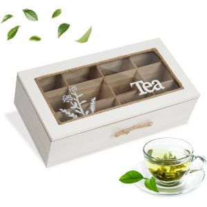 Sjzg-Bo&icirc;te &Agrave; Th&eacute;, Bo&icirc;te De Rangement Avec 12 Compartiments De S&eacute;paration, Bo&icirc;te &Agrave; Sachets De Th&eacute;, Bo&icirc;te &Agrave; Th&eacute;, Bo&icirc;te &Agrave; Th&eacute;, Bo&icirc;te &Agrave; Th&eacute;, Bo&icirc;te De Conservation Avec Arbre De Vie Et Couvercle En - Neuf