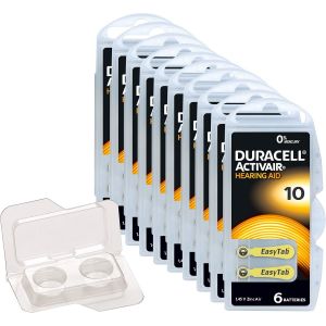 Lot De 60 Piles Pour Appareils Auditifs Duracell Activair De Type 10 (Pr70, Zl4), Dur&eacute;e De Vie Extra Longue, Technologie Easytab, Sans Mercure - Neuf