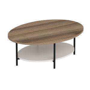 Table basse en bois "Elis" - 90 x 60 x 36 cm - Ch&ecirc;ne Blanc - Neuf