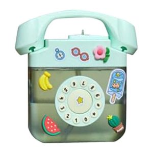 Bouteille d'eau en forme de t&eacute;l&eacute;phone r&eacute;tro Creatives avec bandouli&egrave;re r&eacute;glable, bouteilles avec autocollant 3D (vert) - Neuf