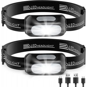 Eryi-Lampe Frontale, Torche Frontale Led Ultra Puissante Avec 5 Modes D'éclairage & Lumière Rouge, Étanche Ipx4, Portable Lampe Poche Main Libre Rechargeable Pour Pêche/Camping/Cyclisme/Randonnée - Neuf