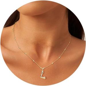 Kal-Chaîne Avec Lettres, Chaînes En Or Pour Femmes Avec Pendentif Lettre Hypoallergénique, 14 Carats Plaqué Or Chaîne De Lettres De Noms, Résistant À L'eau Initiales Collier En Or Pour Femmes - Neuf
