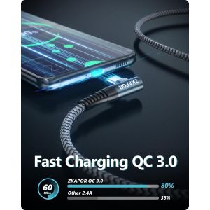 TIANYI-Câble USB C [30CM, Lot de 2], 90 Degrés Câble USB C Charge Rapide 3.1A Nylon Tressé Cable Type C Angle Droit pour iPhone 15 Pro Max, Samsung Galaxy S23/S22, Note 10, Huawei P40/P30, Pixel - Neuf