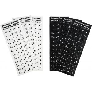 Pack de 6 Autocollants pour Clavier en Russe, Stickers Universels pour Claviers PC, Portables et Mac Durable et Résistant à l'Eau, 3 Noir et 3 Blanc,Imperméable à l'eau et à l'huile - Neuf