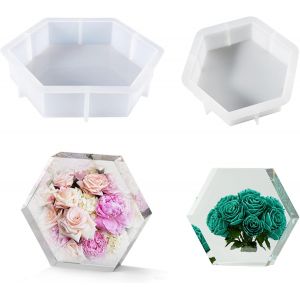 2 Taille Hexagone Moule Pour Resine Epoxy Hexagone Moules En Silicone Moulle Resine Epoxy Pour La Pr&eacute;servation Des Fleurs, D&eacute;corations Pour La Maison - Neuf