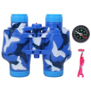 Jouet Militaire Télescope Boussole Ensemble Jumelles En Plastique Jouets D'extérieur Pour Les Enfants (Bleu) - Neuf