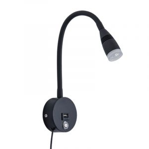 Flexible De Col De Cygne De Mur De Led Lumière 3w Dimmable, Commutateur De Contact, Avec Un Port De Chargement Usb Et Câble. De Chevet, Appliques Murales. - Neuf