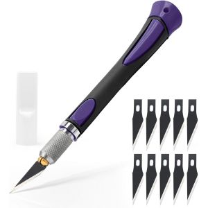 Scalpel avec 10 lames de Antirouille, Cutter de Précision, Scalpel Modelisme, pour Découpe de Travail d'art Bricolage, Spéléologie, Sculpture, Couteaux de Loisirs, Orange - Neuf