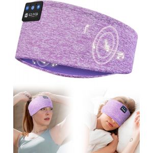 JGD-Casque de sommeil Bluetooth, bandeau de sommeil, masque de sommeil, casque de sport, casque de sommeil, bandeau pour le sport, l'entra&icirc;nement, le jogging, le yoga, les voyages, violet - Neuf