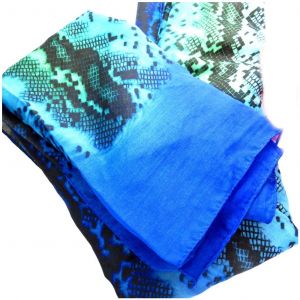 Promotion ! Echarpe Polyester 'carmen' Bleu (Python) - 110x180 Cm - Neuf