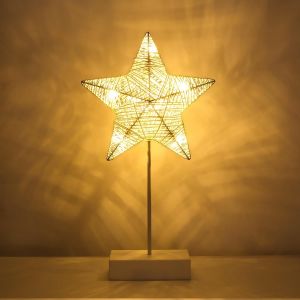Kal-Lampe De Bureau Décorative, Lampe De Chevet Led En Forme D'étoile Alimenté Par Pile, Éclairage De Nuit Lumière Blanc Chaleureuse, Decoration Table Pour Noel Maison Chambre Ramadan - Blanc - Neuf