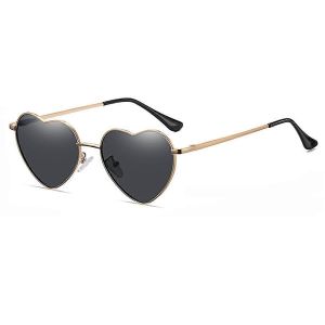 Coeur Lunettes De Soleil Femmes Cadre En Métal Polarisé Tendance Mignon En Forme De Coeur Lunettes De Soleil Uv400 Protectionlentille Noire - Neuf
