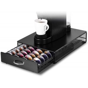Porte Dosette Café,Tiroir Rangement Café Compatible Avec Nespresso Vertuo Capsules,Boite Range Dosette Vertuo,Distributeur Dosettes Veruo,Métal,Noir. - Neuf