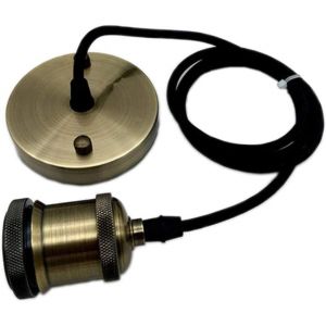 KAL-Suspension Vintage, Style Rétro Industriel Moderne, Rosace De Plafond, Douille E27, En Bronze, Avec Câble Flexible Tressé Noir - Neuf