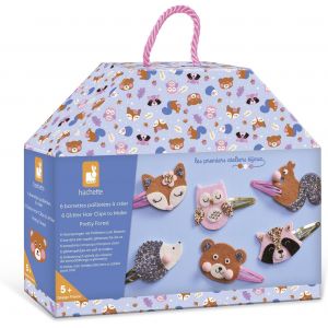 Mdy-- Coffret 6 Barrettes À Créer - Animaux De La Foret - Les Ateliers Bijoux - Kit Loisir Créatif Enfant - Apprentissage Motricité Fine Et Créativité - Dès 5 Ans - J09180 - Neuf