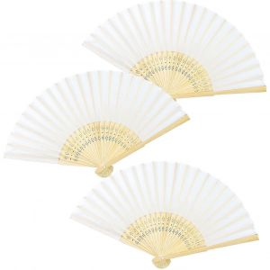 3PCS Fans pliants à main,ventilateurs pliants en tissu de soie avec pompon - Neuf