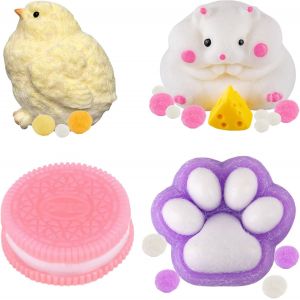 2 Pi&egrave;ces Biscuit Stress Relief Toy et 4 x Jouets Squishy Mini Pattes de ChatDoux Squeeze Jouets BiscuitJouet Sensoriel &agrave; Presser Montessori pour l'Autisme Accessoires de Jeux (1) - Neuf