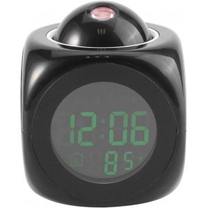 Projecteur &agrave; LED R&eacute;veil Projecteur d'horloge num&eacute;rique au Plafond avec Affichage Vocal de la temp&eacute;rature - Neuf