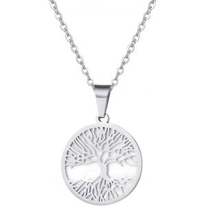 Collier Pendentif Arbre De Vie Pour Femmes : Cha&icirc;ne Arbre De Vie Faite &Agrave; La Main Pendentif Bijoux En Nacre D'inspiration Naturelle Bijoux Cadeau,/,Acier Inoxydable,Pas De Gemme - Neuf